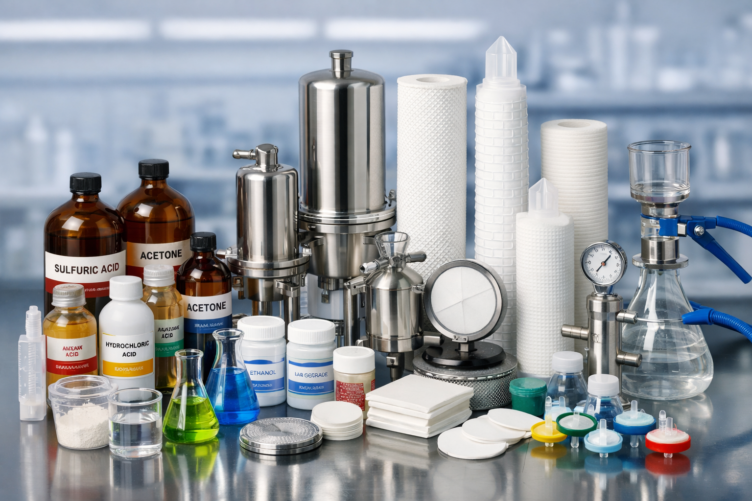 Industrial chemicals and filtering solutions